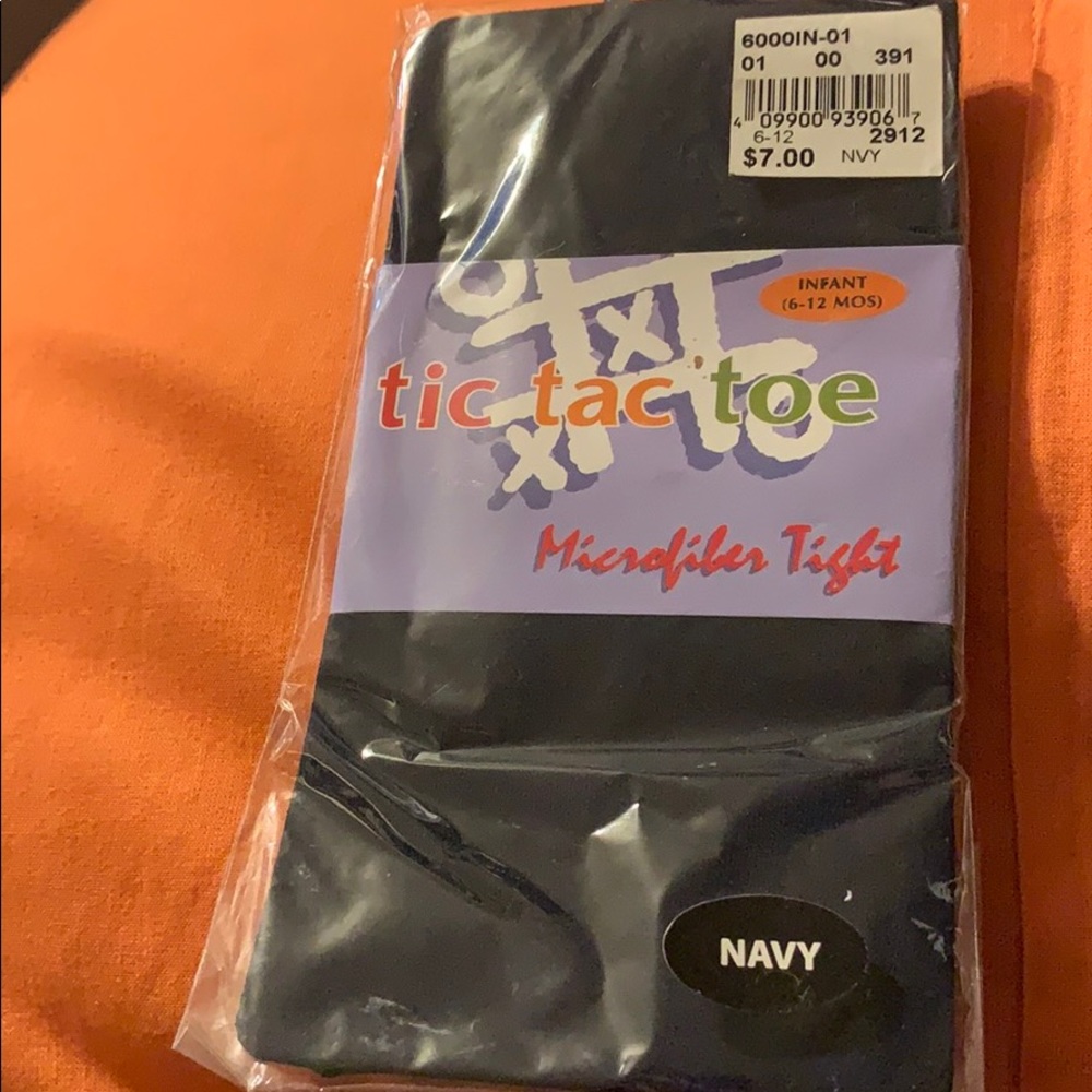 New in Package - tic tac toe Baby navy microfiber tights (6-12 months)